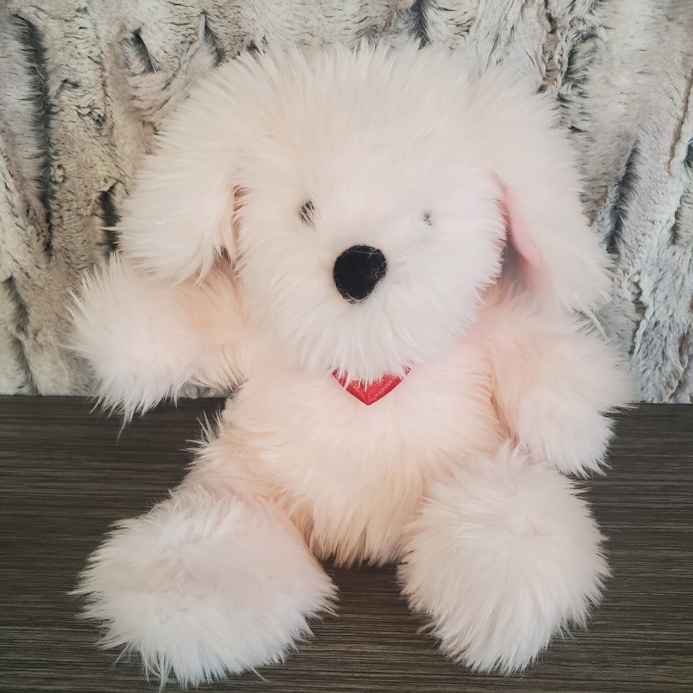 Gund Heads And Tails Pink Dog Plush Valentine Red Heart stuffed Love Shaggy Gift